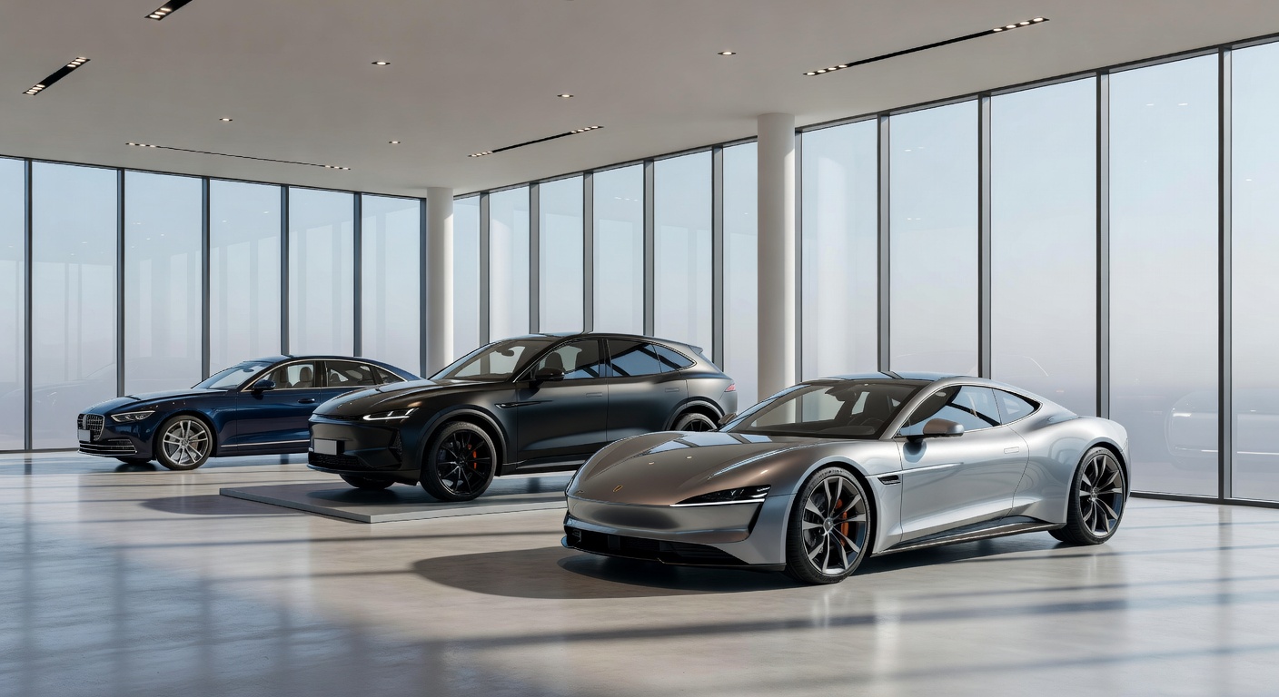 Modern dealership showroom with sleek cars
